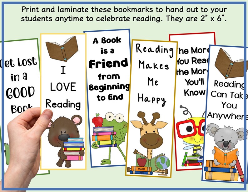 Printable Reading Animals Bookmarks in Color and Black & White for Kids ...