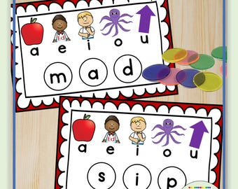CVC Fluency Cards/Science of Reading Blending for Literacy Centers/Kindergarten or First Grade/Homeschool Reading Activity