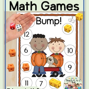 BUMP Mathe-Spiele zur Zahlen-ID und Ergänzung zu 12 oder 18 für den Kindergarten sowie für Herbst-Matrix-Zentren der ersten oder zweiten Klasse