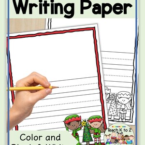 Papier à lettres primaire imprimable sur le thème des lutins de Noël, activités d'écriture de décembre pour la maternelle, les 1re et 2e années