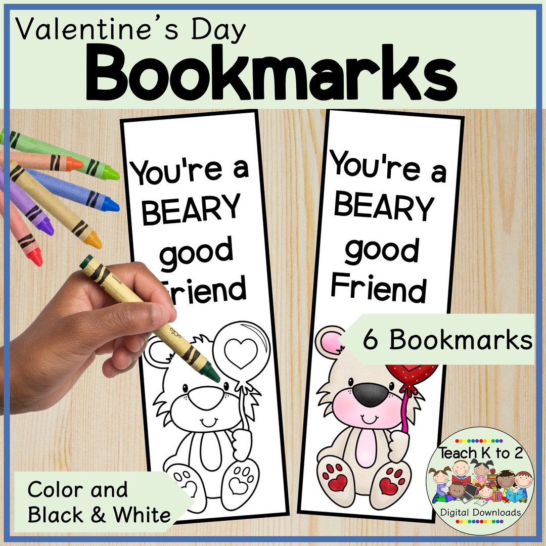 Printable Valentine's Day Bookmarks in Color and Black & White for Kids ...