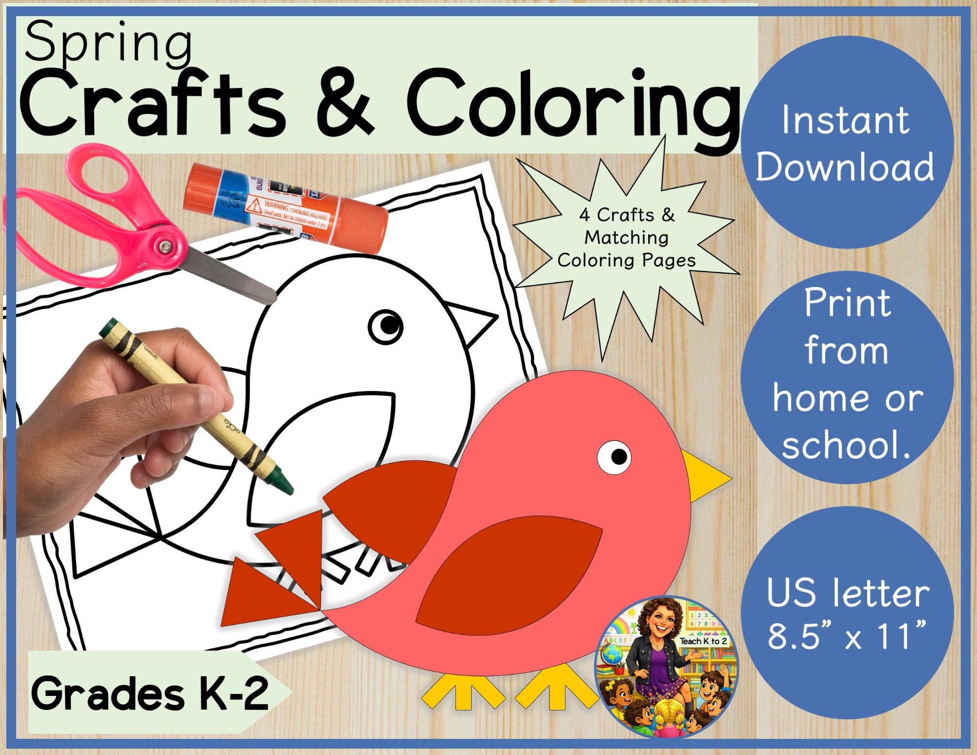 Printable Spring Birds Printable Spring Bird Craft and Coloring Pages | Rainy Day Screen Free ...