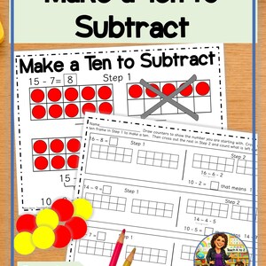 Subtrahieren mit Zehn | Mathe-Arbeitsblätter für die erste Klasse | Übersichtstabelle für Kleingruppen | Mathe-Unterricht für die 1. Klasse | Sofort-Download | Homeschooling