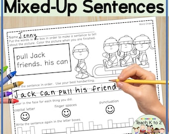Winter Scrambled Sentences Worksheets | First Grade Word Order | Homeschool Writing Fluency | Instant Download | Literacy Centers