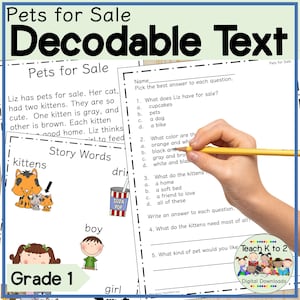 Decodable Text With Comprehension Questions and Activities for First Grade Small Group Phonics or Reading Instruction