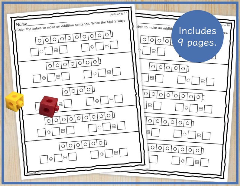 Addition With Snap Cubes | Kindergarten First Grade Math Centers ...