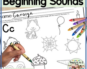 Beginning Sounds Letter Identification Coloring Worksheets for Kindergarten Literacy Centers or Morning Work