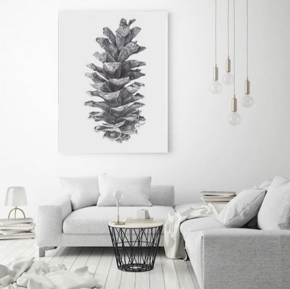 Nordic Style Wall Art Pine Cone Botanical Black And White Scandinavian Style Art Nature Print Minimalist Pine Cone Art