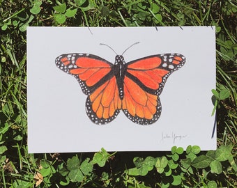 Monarch Butterfly Art Print | Downloadable Art Print, Printable Art Print, Art Print, Orange Butterfly, Cottage Core, Home Decor, Fall Decor