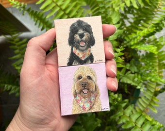 Mini Custom Acrylic Pet Portrait | Dog Portraits, Cat Portraits, Pet Portraits, Pet Painting, Custom Tiny Paintings, Miniature Painting