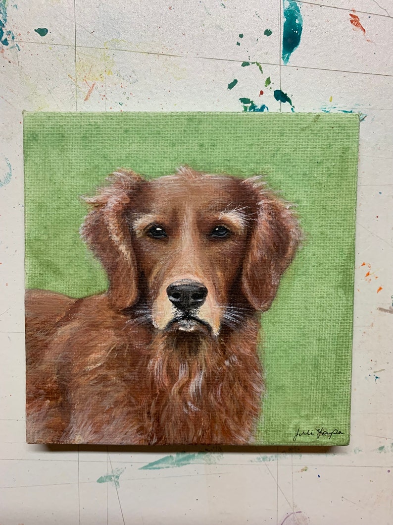 Custom Acrylic Pet Portrait Dog Portraits, Cat Portraits, Pet Portraits, Pet Painting, Custom Tiny Paintings, Miniature Painting, Pet Loss image 3