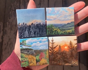 Mini peinture acrylique personnalisée | Miniatures artistiques personnalisées, Peinture miniature, Peinture de paysage, Mini galerie d'art mural, Art de maison de poupée