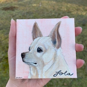 Custom Acrylic Pet Portrait Dog Portraits, Cat Portraits, Pet Portraits, Pet Painting, Custom Tiny Paintings, Miniature Painting, Pet Loss image 2