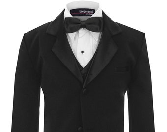 Baby to Teen Boys' Dresswear Formal Tuxedo suit with Bow tie complete set in Black Sizes Baby up to 20