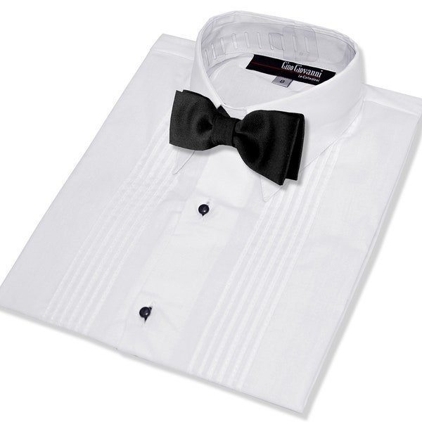 Boys Kids Formal White Tuxedo Shirt with Black Bow Tie From baby's to Teens