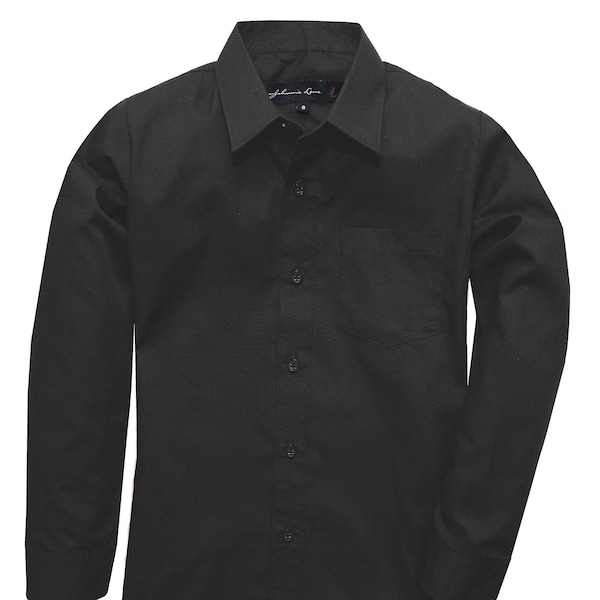 Boys Long Sleeves Black Dress Shirt from Baby to Teen