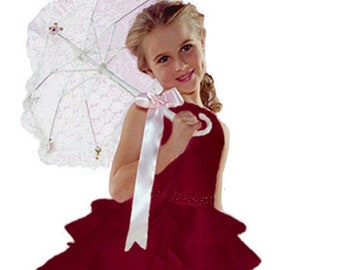 Sara Too Burgundy Formal Flower Girl Wedding Layers Sleeveless Satin Top and Sheer Skirt Dress From Babies to Teen
