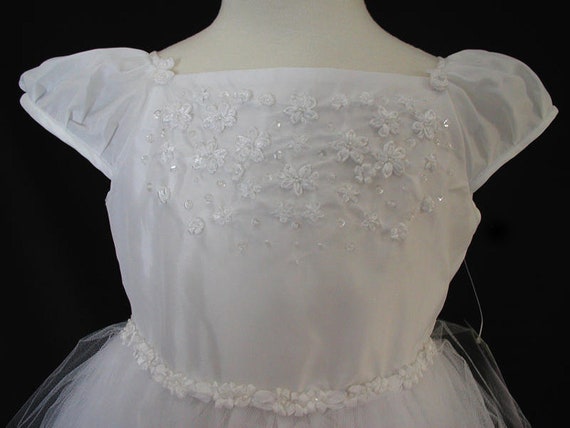 Girls Flower Girl Ivory White Floral Tulle Baby T… - image 4