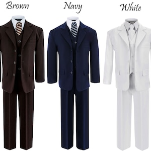 Formal Boys Suit in Colors Black, Brown, Navy blue, White Dresswear Sizes From Babies to Teens