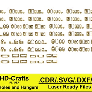 Key Holes and Hangers - Digital Laser Ready File For Glowforge and Laser Cutter - CDR/SVG/DXF/Ai