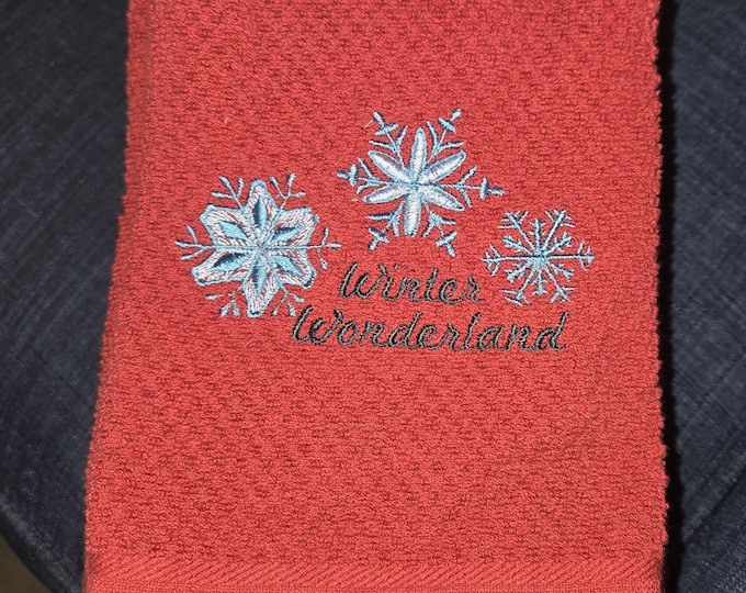 Embroidered Winter Snowflake Towel