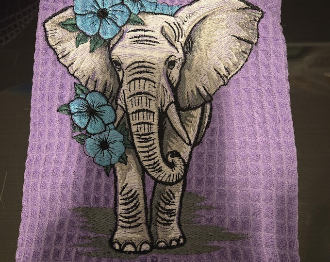 Embroidered Elephant Hand Towel