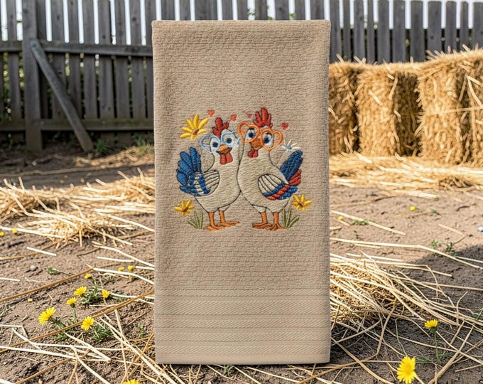 Embroidered chicken towel