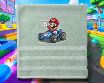Embroidered mario kart Towel