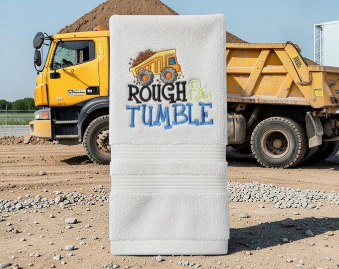 embroidered rough & tumble towel