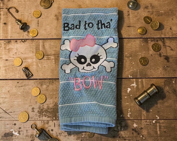 Embroidered Skull Hand Towel