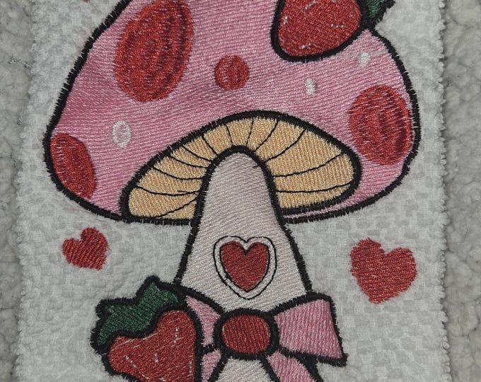 Embroidered Mushroom Towel