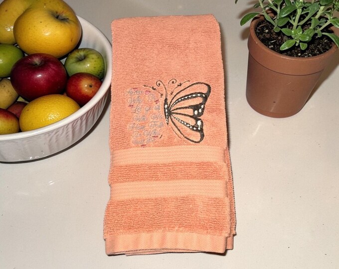 Embroidered Butterfly Hand Towel