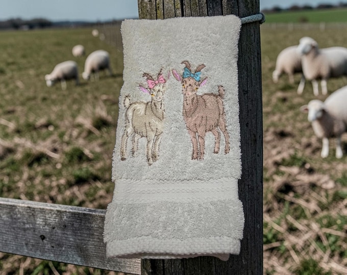 embroidered goat towel