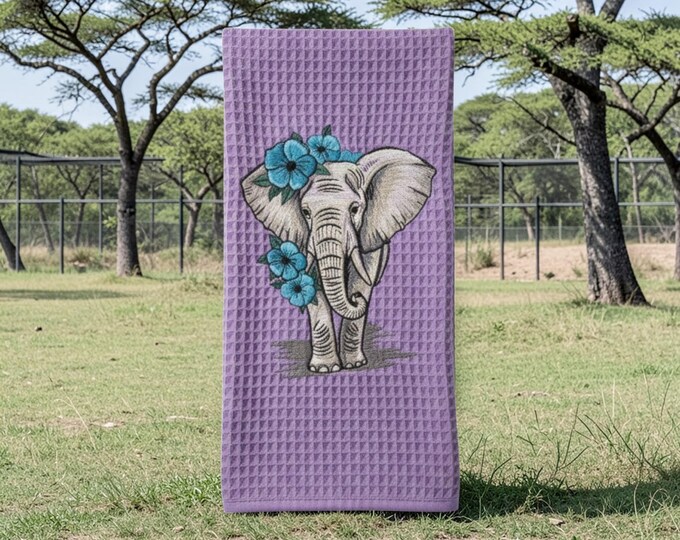 Embroidered Elephant Hand Towel