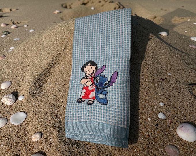 embroidered lio and stitch towel