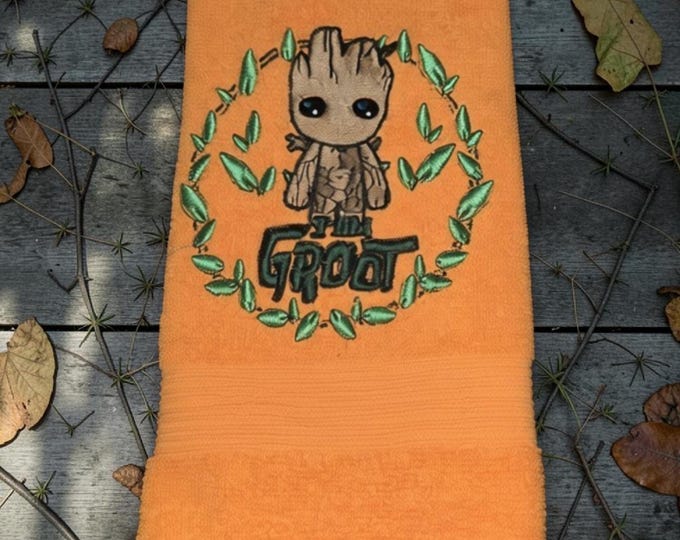 Embroidered Groot Hand Towel