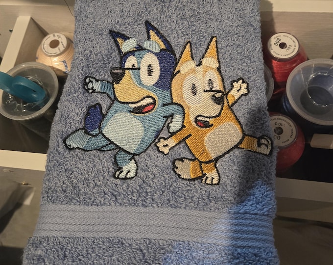 embroidered bluey towel