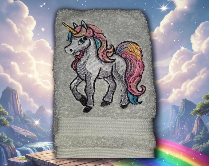 Embroidered Unicorn Towel