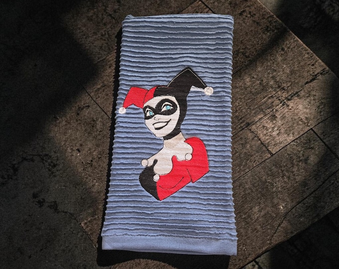Embroidered Harley Quinn hand towel