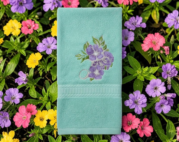 Embroidered Flower Hand Towel