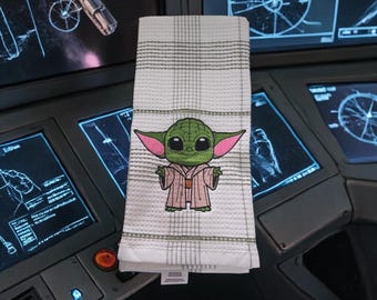 Embroidered yoda Hand Towel
