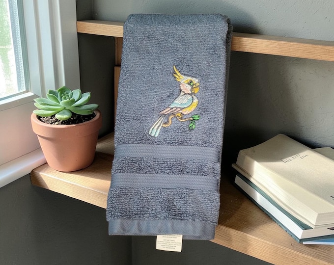 Embroidered Bird Towel