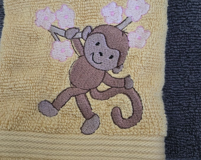 cherry blossom monkey hand towel