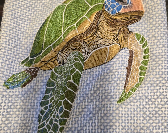 Embroidered Turtle Towel
