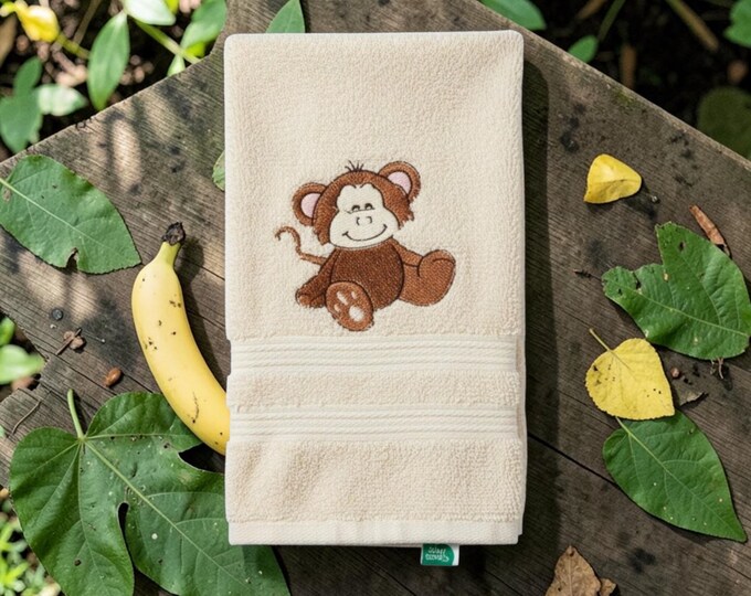 Embroidered Monkey Towel