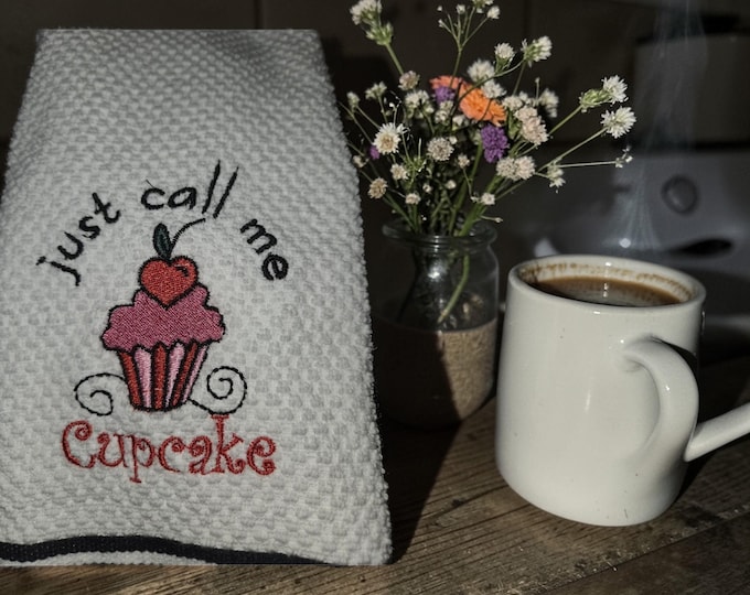 embroidered cupcake towel
