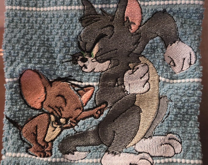 embroidered tom & Jerry towel