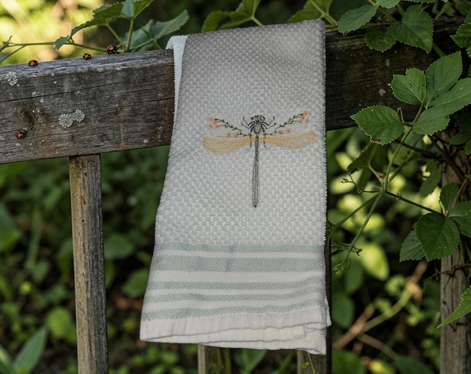 Embroidered Dragonfly Towel