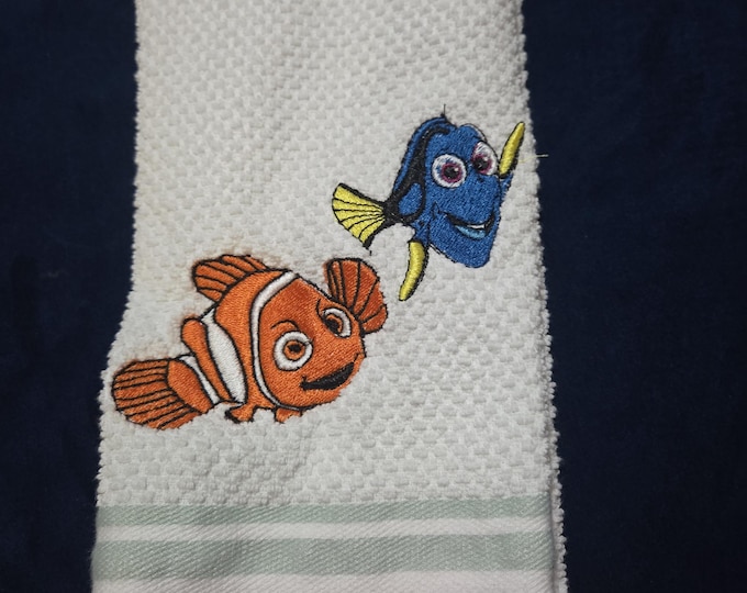 embroidered Dori and Nemo towel