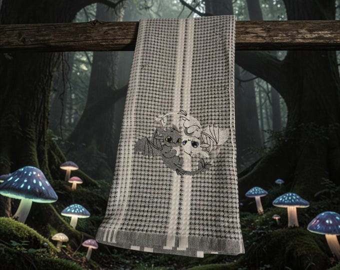 Embroidered Toothless and light fury Towel